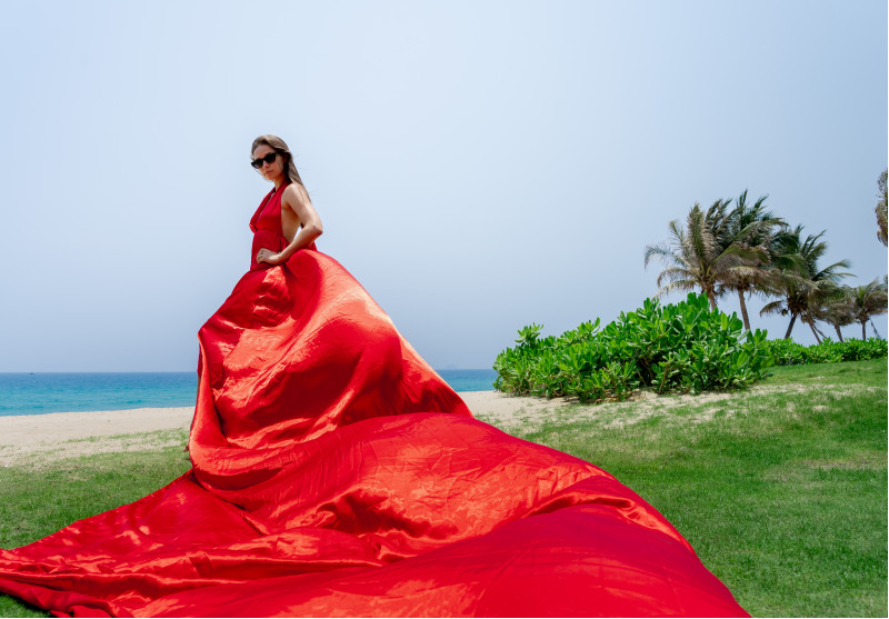 Flying dress photoshoot